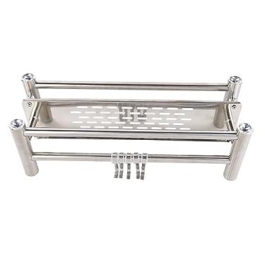 Imagem de Prateleiras Flutuantes de Banheiro de Aço Inoxidável Engrossam Toalheiro de Chuveiro 40cm para Produtos de Banho