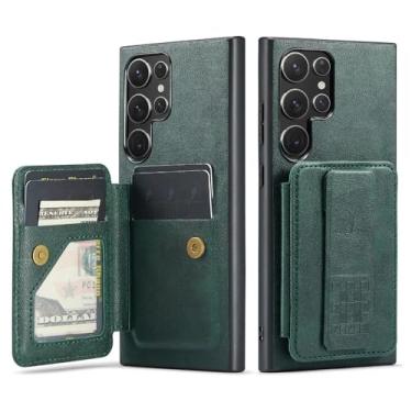 Imagem de Capa tipo carteira com flip e bloqueio para cartão Samsung Galaxy S24 Ultra S23 Plus FE S22 A55 A35 A25 A15 A14 A24 A34 A54 5G, verde, para Galaxy A52 (A52s 5G)