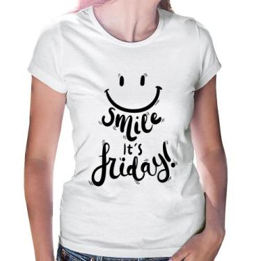 Imagem de Baby Look Smile, It's Friday! - Foca na Moda, Branco, M
