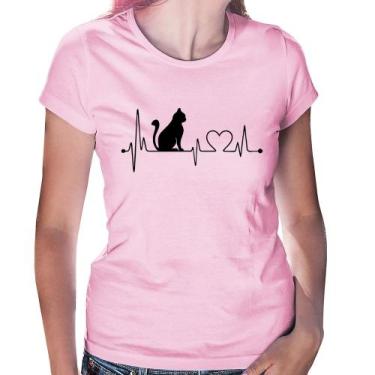 Imagem de Baby Look Gato Batimentos Cardíacos - Foca na Moda, Rosa bebê, G