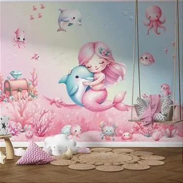 Imagem de Papel de Parede Infantil Sereia Encantada  Fundo do Mar Mágico - AloPa