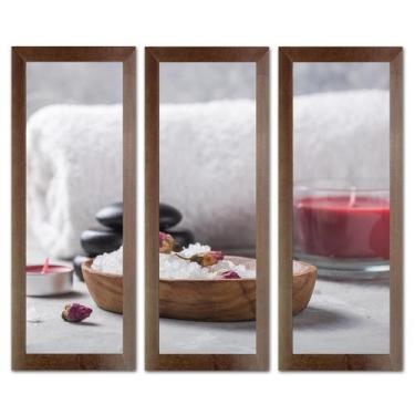 Imagem de Kit Quadros Decorativos Banheiro Lavabo Flores Sabonete spa pedras vel