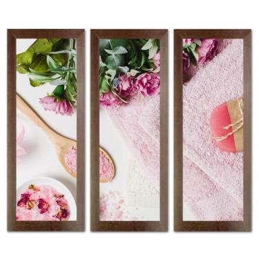Imagem de Kit Quadros Decorativos Banheiro Lavabo Flores Sabonete spa pedras vel