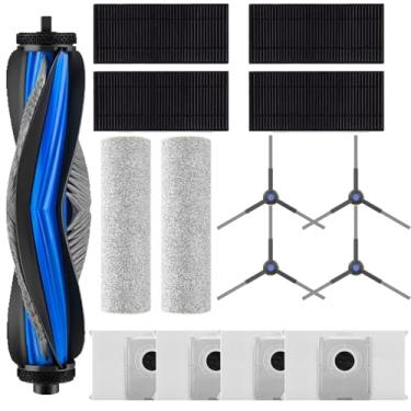Imagem de Kit de acessórios compatível com ECOVACS DEEBOT X8 PRO OMNI Robot Aspirador, peças de reposição incluem 1 rolo de escova, 2 almofadas de esfregão de rolo, 4 filtros, 4 escovas laterais e 4 sacos de pó