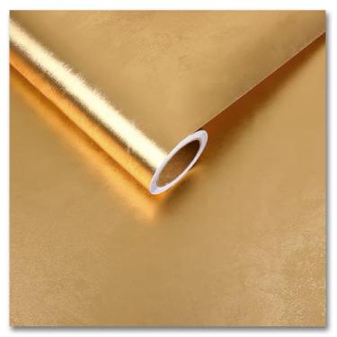 Imagem de CRE8TIVE Papel de parede metálico para quarto e banheiro 30,5 x 899,2 cm papel de contato dourado adesivo para paredes de locatários papel de parede removível para prateleiras de sala de estar