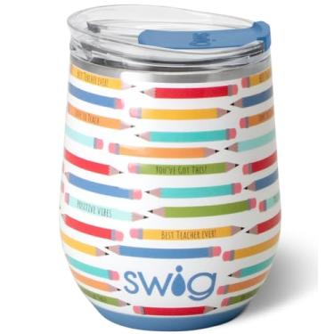 Imagem de Swig Life Copo de vinho de 340 g com tampa, aço inoxidável, lavável na lava-louças, portátil, copo de vinho com isolamento triplo (vida do professor)