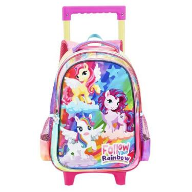Imagem de Mochila De Rodinhas Escolar Infantil Unicórnio Rainbow - Denlex, Unicó