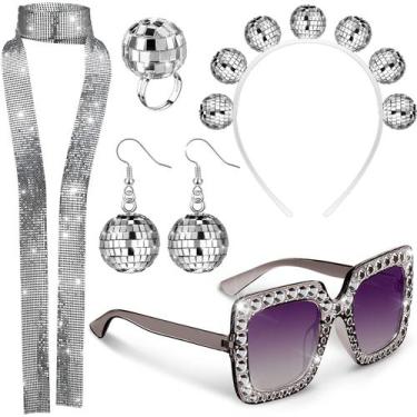 Imagem de Conjunto de Acessórios de Festa Disco Tudomro anos 70 para Mulheres (5