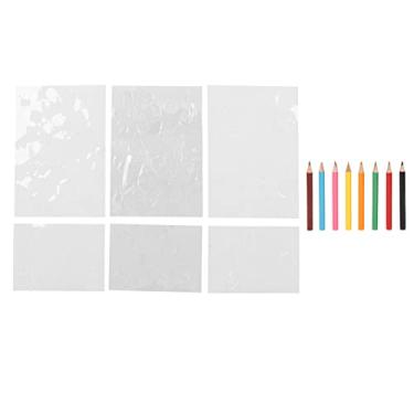 Imagem de Papel termorretrátil floral BOPS para iniciantes, 6 folhas com 8 lápis de cor, pré-cortado em dois lados