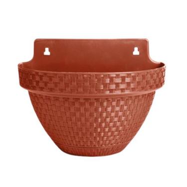 Imagem de Vaso Com Prato Anti Dengue Meia Lua Rattan Preto Terracota - Arqplast,