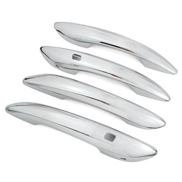 Imagem de Dakitita Acabamento da tampa da maçaneta da porta externa com 2 furos para chaves inteligentes para Hyundai Elantra 2021-2024 acessórios de decoração (cromado)