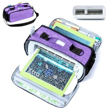 Imagem de IMAGINING maleta de transporte compatível com cricut joy xtra, bolsa de transporte cricut joy xtra com bolsos para acessórios cricut, ferramentas cricut, frente e verso totalmente abertos