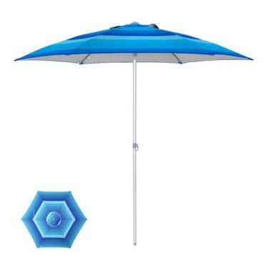 Imagem de Guarda Sol Premium 2,40m Alumínio Reforçado Milagres Azul - 12728 Bel