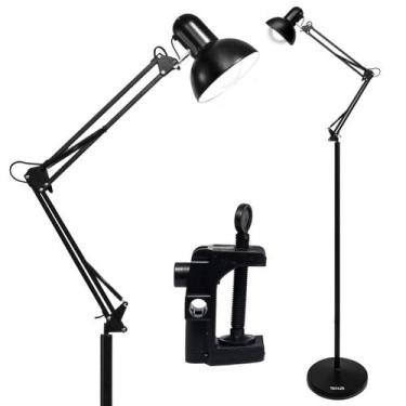 Imagem de Luminaria de Chao 1,90m Articulada Decorativa Sala Escritório Preta Ab