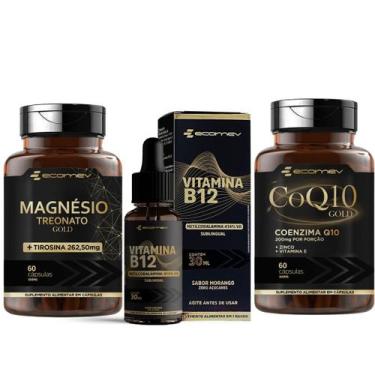 Imagem de KIt Magnesio Treonato  L Tirosina Coenzima Q10 200mg  B12 Metilcobalam
