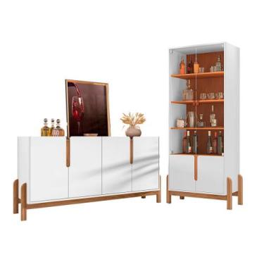 Imagem de Conjunto Buffet 170 e Cristaleira Luisa Branco Cedro - CasaH