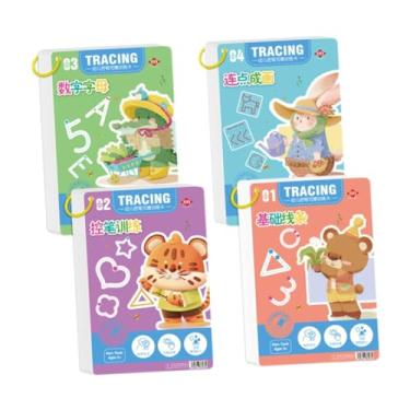 Imagem de EHJRE 4 peças Livro de treinamento de treinamento de controle de caneta Rastreio de letra de trabalho e livro de atividades de controle de caneta