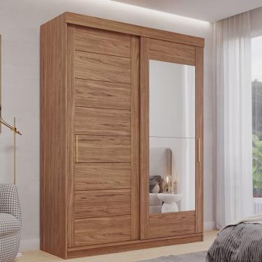 Imagem de Guarda-roupa Solteiro 3 Portas de Correr 3 Gavetas sem Pés 100% Mdf Dubai Espresso Móveis