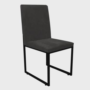 Imagem de Cadeira de Jantar Office Sttan Industrial Escritório Sala Ferro Preto Suede Preto - Ahazzo Móveis
