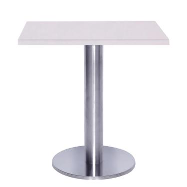 Imagem de Mesa Beta Big em Inox 75 cm (Altura) com Disco Redondo com Tampo em mdp Quadrado 60 cm Cor Branco
