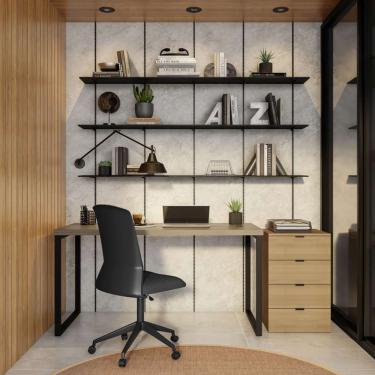 Imagem de Conjunto de Mesa de Escritório 150 cm e Gaveteiro Munique 4 gv Carvalho