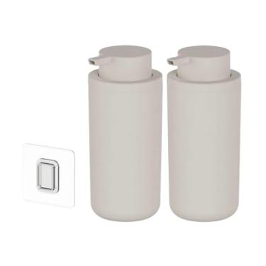 Imagem de Kit 2 Dispenser Porta Sabonete Liquido Shampoo Condicionador De Parede 500ml Eleve Ou (Bege)