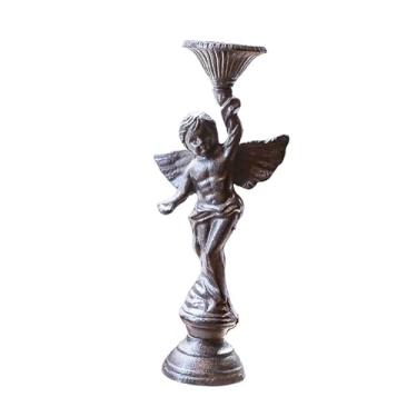 Imagem de Ｂｅｓｇａ Piller de vela de anjo, porta -velas, ferro fundido, estatueta de escultura exclusiva para decoração de festas, lareira, Mão Esquerda