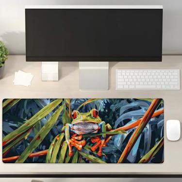 Imagem de Turamurra Tapete de mouse para jogos Jungle Frog 80 cm x 30 cm, base de borracha antiderrapante para computadores, laptop, escola, escritório, acessórios para casa, decoração, mouse pad, tapete de