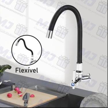 Imagem de Torneira Gourmet Flexível Cozinha Preto Parede/METAL Inox Cozinha Chuv