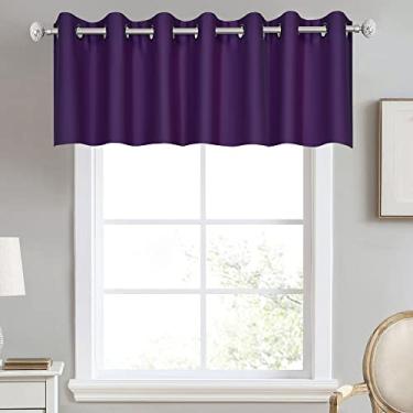 Imagem de DECOVSUN Cortina roxa para janelas de cozinha com ilhós liso superior blackout tratamento de janela para sala de estar cortina reta curta para quarto quarto infantil 100 x 18 1 painel roxo royal