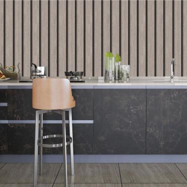 Imagem de Papel De Parede Adesivo Ripado Madeira Lavável Sala Quarto Cozinha