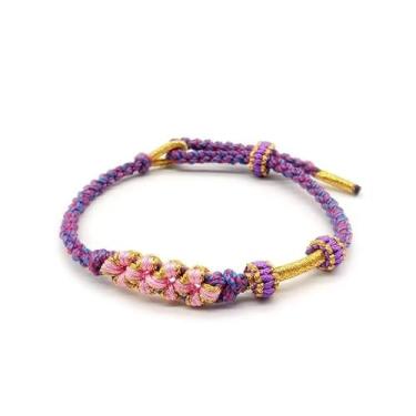 Imagem de Azusa Sun Pulseira de flor de pêssego A Link That Can Never Be Undone Pulseira de nó trançado ajustável, para minha neta, da Grandma Jewelry Gift for Women, One Size, Algodão, Sem Pedra Preciosa