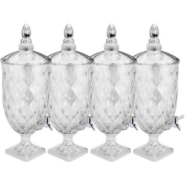 Imagem de 4 Suqueiras Cristal 5L com Pé Diamond Lyor Torneira Bar Restaurante Incolor