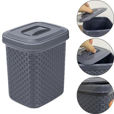 Imagem de Lixeira Pia Tampa Rattan Chumbo 4,5 Litros Cor Chumbo - Nitron