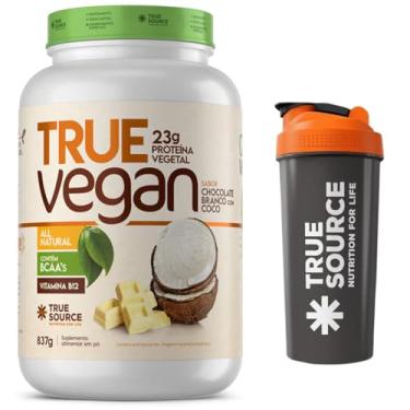 Imagem de Combo True Source - True Vegan - Whey Protein Vegano - 837g - Sabor Chocolate Branco com Coco + Coqueteleira Oficial