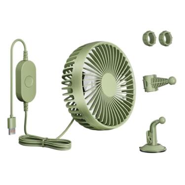 Imagem de Ioensy Fã de ar de resfriamento de carros USB Compacto de circulação de ar compacto universal 3 velocidades ajustável 12V 24V para o painel de banco traseiro, Verde