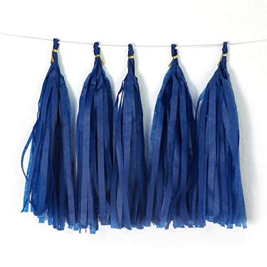 Imagem de Borla de papel para pendurar enfeites de papel da Bining Teissue decoração de festa para decorações de festa casamento, festivais, decoração de chá de bebê 20 peças, ROYAL BLUE 35CM