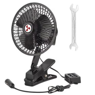 Imagem de YQSIYU Ventilador de caminhão de 15 cm 12 V que sopra ar frio, com uma chave inglesa, ventilador de carro oscilante de 12 V com interruptor de 2 velocidades, cabo do isqueiro de carro com comprimento