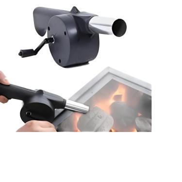 Imagem de Soprador Manual para Churrasqueira e Lareira, 20cm, Preto, Acendedor para Carvão