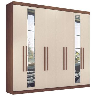 Imagem de Guarda Roupa Casal Com Espelho 8 Portas Paris Jatobá Areia