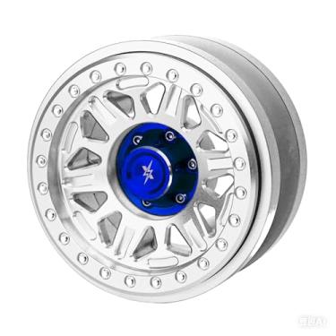 Imagem de BEAXTURBO Racing Upgrade Parts RC CNC 2.9''Aluminum Bead Lock Wheel-B for Axial SCX6 Trail Honcho Silver 1/6 1PCS (Silver-Blue)