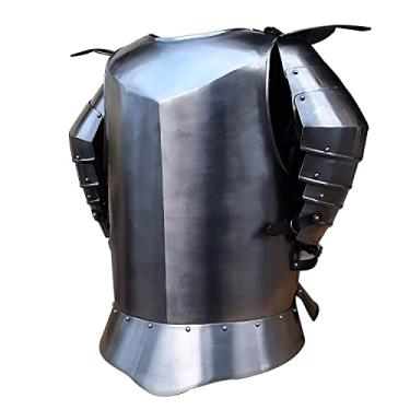 Imagem de AnNafi® Peitoral de aço para proteção de ombro | Armadura Antiga Cavaleiro Guerreiro | Usável para homens Prata | Reconstituição de Tamanho Livre de Combate SCA LARP Cosplay Medieval Fantasia Adulto |