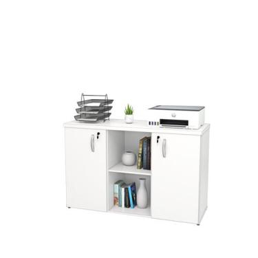 Imagem de Armário Escritório Baixo Semiaberto Portas C/ Chave Netmobil, Branco
