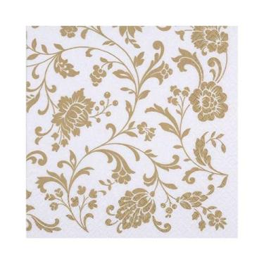 Imagem de Guardanapo de Papel Arabesco Dourado e Branco Ti-Flair 24x24cm