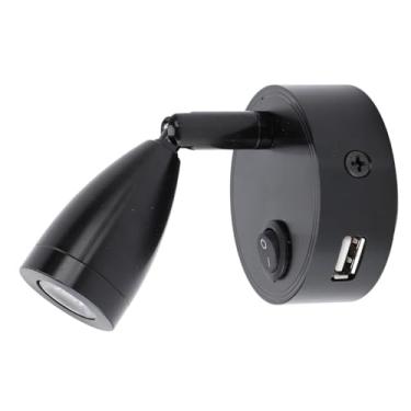 Imagem de Lâmpada de Leitura para RV, Holofote Giratório de 350° Com Porta USB para Barco, Iate, Motorhome (Preto)