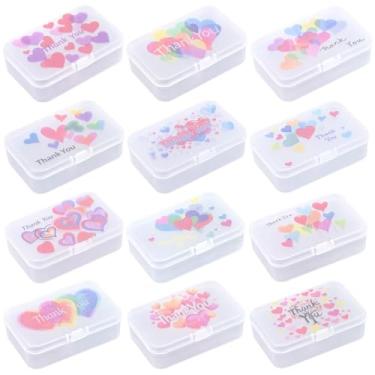 Imagem de Goodma 12 caixas de plástico retangulares com padrão de imagem de agradecimento, recipientes organizadores de armazenamento vazios com tampas articuladas para itens pequenos e outros projetos de