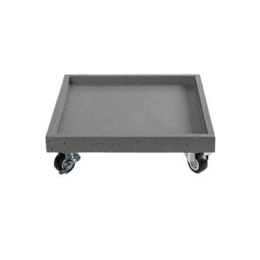 Imagem de Prato de Flores Vaso de flores móvel com rodas, bandeja coletora de gotas, pires quadrado de resina sintética para plantas Vaso(Gray,Médio)