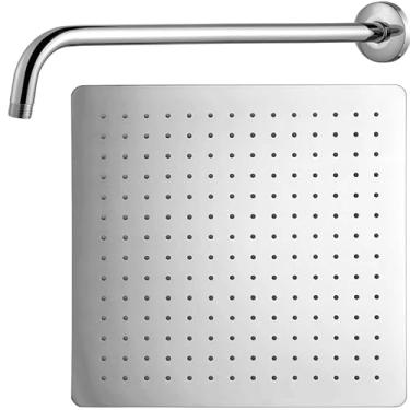 Imagem de Ducha Externa Piscina Jardim Aço Inox Duchão 30x30 30cm com Braço Redondo de Parede Maxima Metais