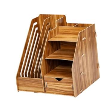 Imagem de Esquirla Organizador de arquivos de mesa, porta-arquivos, material de escritório, porta-documentos multifuncional, Marrom