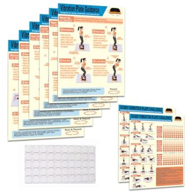 Imagem de Conjunto de pôsteres de exercícios com placa vibratória de corpo inteiro – 6 guias de treino e 2 planos personalizáveis de 30 dias para uso em casa e academia